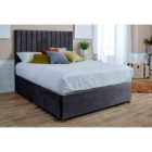 Eleganza Sophia Divan Ottoman with matching Footboard Plush Double Bed Frame - Steel