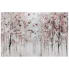 Hand Painted Pink Woodland Canvas 80 x 120cm