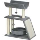PawHut Grey Cat Tree Kitten Tower with Scratching Post
