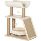 PawHut Brown Cat Tree Kitten Tower with Scratching Post