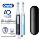 Oral-b Io3 Matt Black & Ice Blue Toothbrush Duo + Case