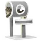 PawHut Cat Tower w/ Scratching Post, Toy Ball - White