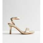 Wide Fit Gold Leather-Look Stiletto Heel Sandals