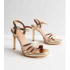 Gold Multi Strap Stiletto Heel Sandals