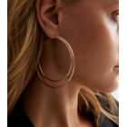 Gold Large Hinge Double Hoop Earrings