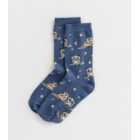 Bright Blue Glitter Owl Socks