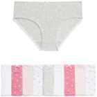 M&S Girls 10pk Pure Cotton Heart Knickers Pink Mix, 2-12 Years