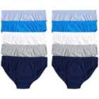 M&S Boys 10 Pack Pure Cotton Briefs Blue Mix, 2-12 Years