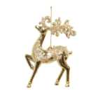 Shiny Glitter Standing Deer Ornament - Gold