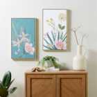 Set of 2 Floral Framed Canvases