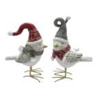 Birds with Hat Ornament - White
