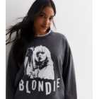 Dark Grey Acid Wash Blondie Logo Sweatshirt 