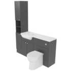 Deccado Benham Charcoal Grey 1500mm Fitted Tower, Vanity & Toilet Pan Unit Combination with Basin