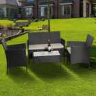 Outdoor Living Amazon Rattan 4 Seater Garden Dining Set Black
