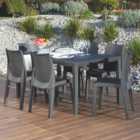 Outdoor Living Tuscany Rattan 6 Seater Garden Dining Set Grey