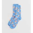 Blue Flying Pig Print Socks