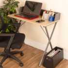 Luxe Study Loft Cross Legs Home Office Study Desk Oak Effect and Grey
