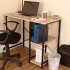 Loft Metal Legs Home Office Study Desk with Side Storage Oak Effect and Black