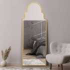 Mirroroutlet Arcus - Gold Framed Arched Full Length Leaner / Wall Mirror 71" X 28 (180cm X 70cm)