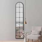 Mirroroutlet Arcus - Black Framed Arched Full Length Leaner Wall Mirror 75" X 16" (190cm X 40cm)
