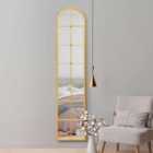 Mirroroutlet Arcus - Gold Framed Arched Full Length Leaner Wall Mirror 75" X 16" (190cm X 40cm)