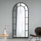 Mirroroutlet Arcus - Black Framed Arched Full Length Leaner / Wall Mirror 75" X 33" (190cm X 85cm)