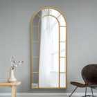 Mirroroutlet Arcus - Gold Framed Arched Full Length Leaner / Wall Mirror 75" X 33" (190cm X 85cm)
