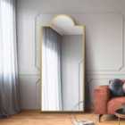 Mirroroutlet Fenestra - Gold Contemporary Wall And Full Length Leaner Mirror 67" X 29" (170 X 75cm)