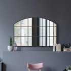Mirroroutlet Arcus - Black Framed Arched Wall Over Mantle Mirror 43" X 29" (110cm X 75cm)