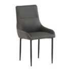 World Furniture Set Of 2 Roma Dining Chair - Dark Grey PU/Black Leg