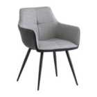 World Furniture Set Of 2 Savoy Armchairs - Black PU/Silver Grey Fabric Mix