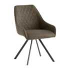 World Furniture Set Of 2 Valencia Swivel Dining Chair - Olive Fabric Black Leg