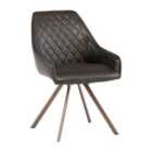 World Furniture Set Of 2 Lima Swivel Dining Chair - Dark Brown PU/Brass Leg