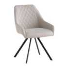 World Furniture Set Of 2 Valencia Swivel Dining Chair - Stone Fabric Black Leg