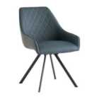 World Furniture Set Of 2 Seville Swivel Dining Chair - Dark Grey/Blue Black Leg