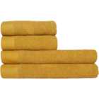 furn. Textured Cotton Ochre Hand Towels and Bath Sheets Set of 4