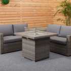 Malay Deluxe Malay New Hampshire 4 Seater Grey Conversation Firepit Lounge Set