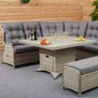 Malay Deluxe Cambridge 8 Seater Natural Firepit Corner Lounge Set