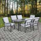 Malay Monte Carlo Polyester Steel 6 Seater Dining Set Grey