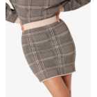 Apricot Stone Check Knit Mini Skirt