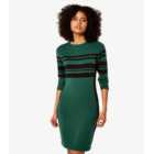 Apricot Green Stripe Panel Knit Mini Bodycon Dress