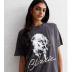 Dark Grey Cotton Blondie Oversized Logo T-Shirt