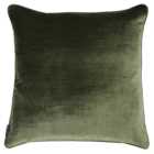 Paoletti Luxe Olive Velvet Piped Cushion