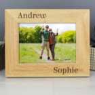 Personalised Couples Light Wood Landscape Photo Frame