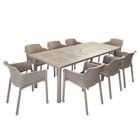 Nardi LIBECCIO Dining Table with 8 NET Chair Set Turtle Dove
