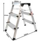 Excel Aluminium Stool Ladder Folding Hop Up 3 Tread 390mm x 525mm