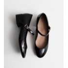 Black Patent Block Heel Mary Jane Shoes