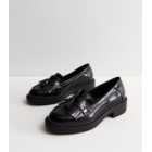 Black Leather-Look Chunky Loafers
