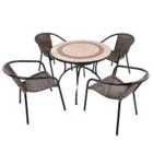 Exclusive Garden HENLEY 91cm Patio Table with 4 SAN REMO Chairs Set