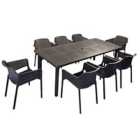 Nardi LIBECCIO Dining Table with 8 NET Chair Set Anthracite